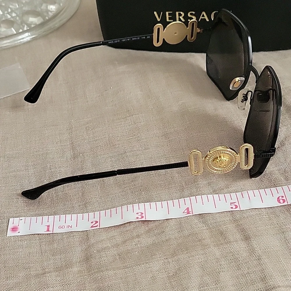 Versace Ve2248 55mm Hexagonal Sunglasses, Medusa Temple Hardware,  Matte Blk - Picture 10 of 13